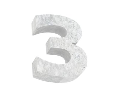 3D render beton sayısı 3 üç. 3D render illüstrasyon.
