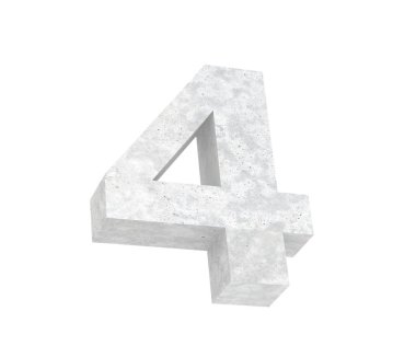 3D render beton sayı 4 dört. 3D render illüstrasyon.