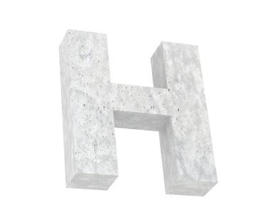 Büyük harf - beyaz arka plan üzerinde izole H Beton. 3D render illüstrasyon