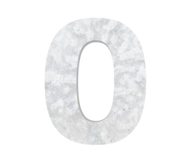 3D render beton numarası 0 sıfır. 3D render illüstrasyon.