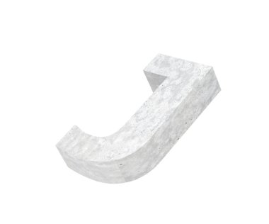 Büyük harf - beyaz arka plan üzerinde izole J beton. 3D render illüstrasyon
