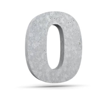 3D render beton numarası 0 sıfır. 3D render illüstrasyon.