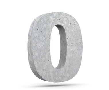 3D render beton numarası 0 sıfır. 3D render illüstrasyon.