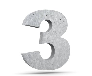 3D render beton sayısı 3 üç. 3D render illüstrasyon.
