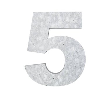 3D render beton sayı 5 beş. 3D render illüstrasyon.