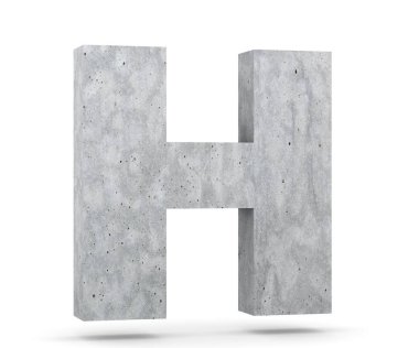 Büyük harf - beyaz arka plan üzerinde izole H Beton. 3D render illüstrasyon