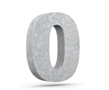 3D render beton numarası 0 sıfır. 3D render illüstrasyon.