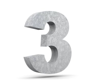 3D render beton sayısı 3 üç. 3D render illüstrasyon.