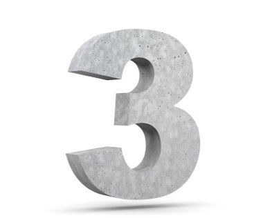 3D render beton sayısı 3 üç. 3D render illüstrasyon.