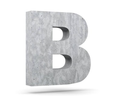 Büyük harf - beyaz arka plan üzerinde izole B beton. 3D render illüstrasyon