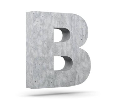 Büyük harf - beyaz arka plan üzerinde izole B beton. 3D render illüstrasyon