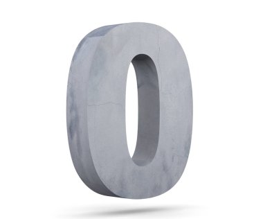 3D render beton numarası 0 sıfır. 3D render illüstrasyon.