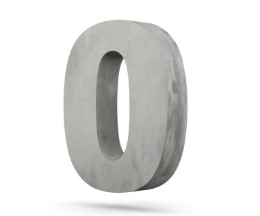 3D render beton numarası 0 sıfır. 3D render illüstrasyon.
