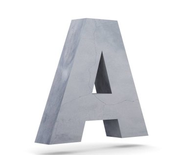 Büyük harf - beyaz arka plan üzerinde izole A beton. 3D render illüstrasyon