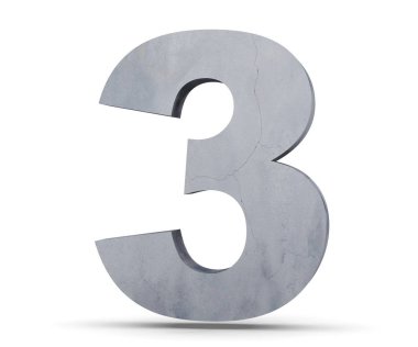3D render beton sayısı 3 üç. 3D render illüstrasyon.