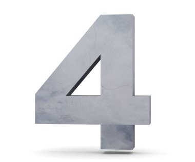 3D render beton sayı 4 dört. 3D render illüstrasyon.