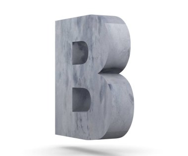 Büyük harf - beyaz arka plan üzerinde izole B beton. 3D render illüstrasyon