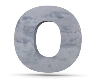 Büyük harf - beyaz arka plan üzerinde izole O beton. 3D render illüstrasyon