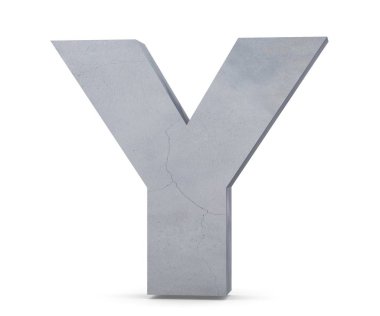 Büyük harf - beyaz arka plan üzerinde izole Y beton. 3D render illüstrasyon