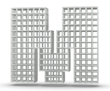 Blok plastik mektup. Büyük harf - beyaz arka plan üzerinde izole M. 3D render illüstrasyon
