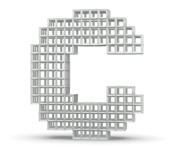 Plastikbuchstaben aus Blöcken. Großbuchstaben - c isoliert auf weißem Hintergrund. 3D-Darstellung — Stockfoto