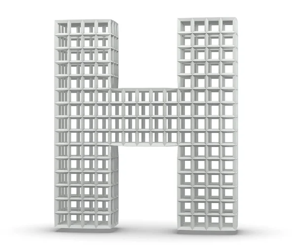 ブロックからプラスチックの手紙。大文字の H は、白い背景で隔離。3 d のレンダリングの図 — ストック写真