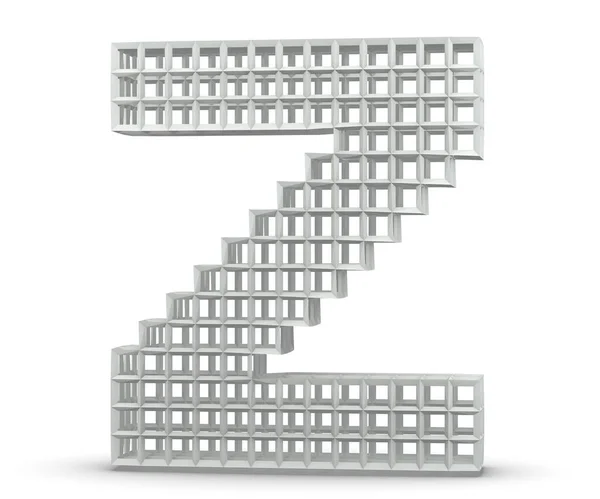 Пластиковий лист з блоків. Столична літера Z ізольована на білому тлі. 3D рендеринг Ілюстрація — стокове фото