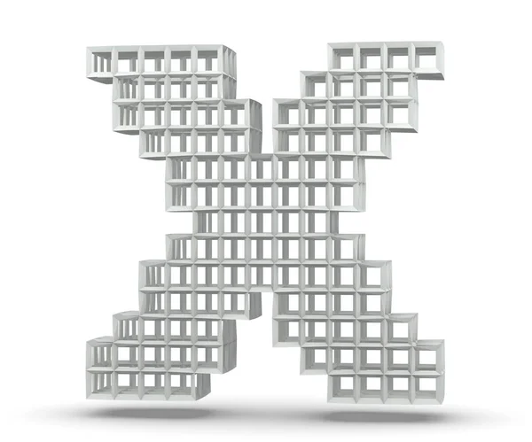 Plast brev från block. Bokstav - X isolerade på vit bakgrund. 3D render Illustration — Stockfoto