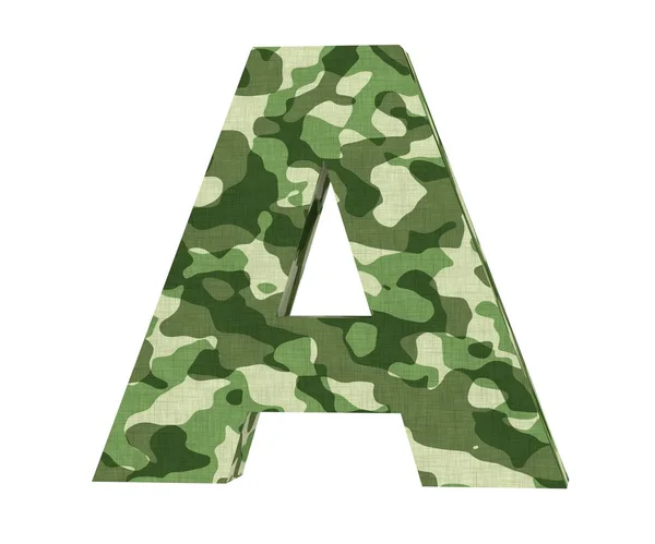Lettre de camouflage. Lettre majuscule - Un isolé sur fond blanc. Illustration de rendu 3D — Photo