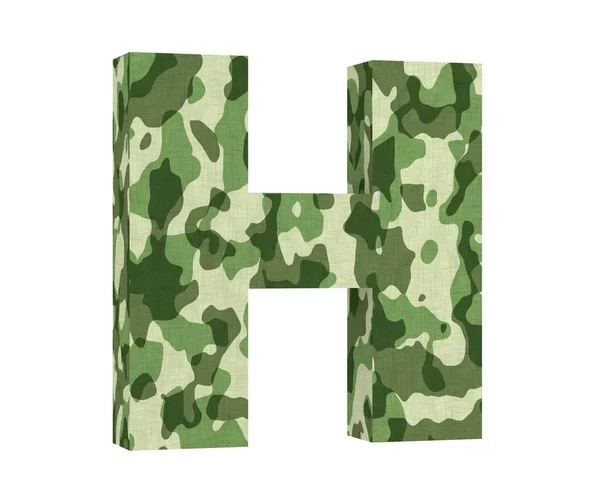 Kamufláž dopis. Písmeno - H izolovaných na bílém pozadí. 3D vykreslování obrázku — Stock fotografie