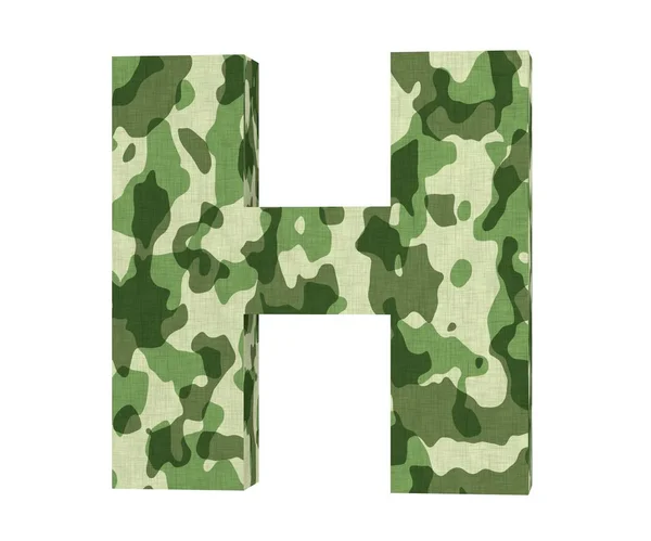 Lettre de camouflage. Lettre majuscule H isolé sur fond blanc. Illustration de rendu 3D — Photo