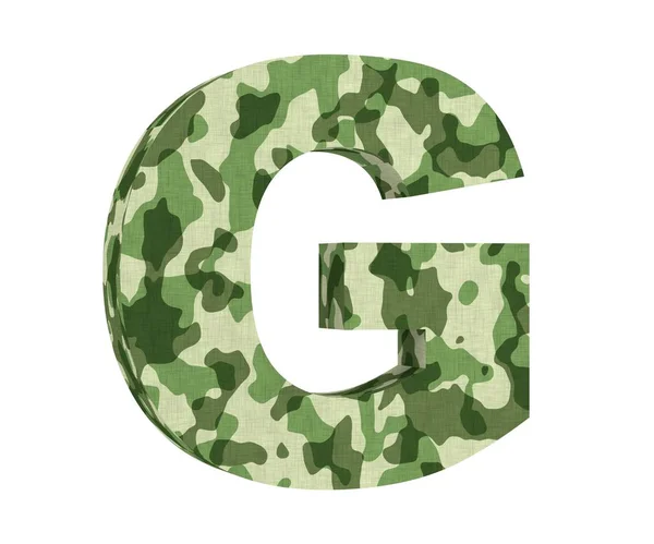 Lettre de camouflage. Lettre majuscule G isolé sur fond blanc. Illustration de rendu 3D — Photo