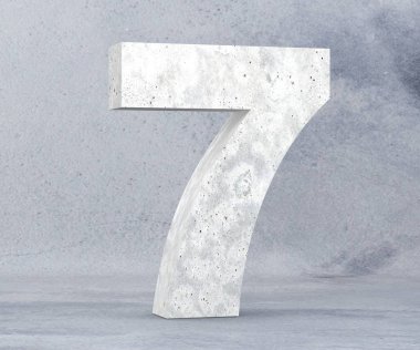 3D render beton sayısı 7 yedi. 3D render illüstrasyon.