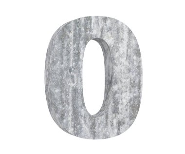 3D render beton numarası 0 sıfır. 3D render illüstrasyon.
