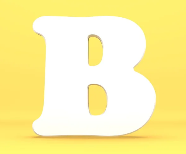 Ilustrasi rendering 3d. Huruf putih alfabet huruf huruf B. Tampilan depan simbol modal di latar belakang biru . — Stok Foto