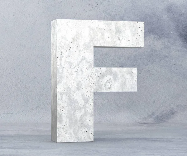 Бетонна столична літера F ізольована на білому тлі. 3D рендеринг Ілюстрація — стокове фото