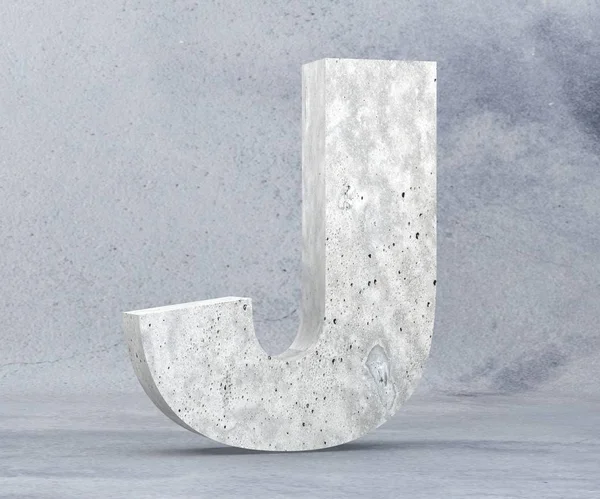 Concrete Capital Letter - J isolated on white background. 3D render Illustration — Stock Photo, Image