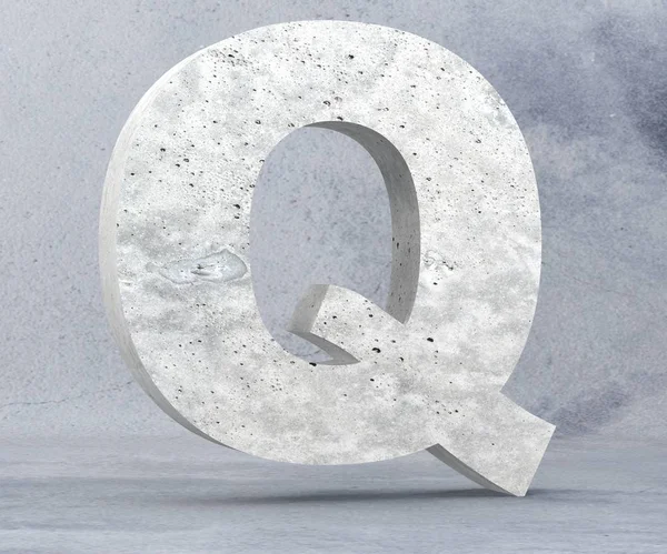 Konkreta versal - Q isolerad på vit bakgrund. 3D render Illustration — Stockfoto