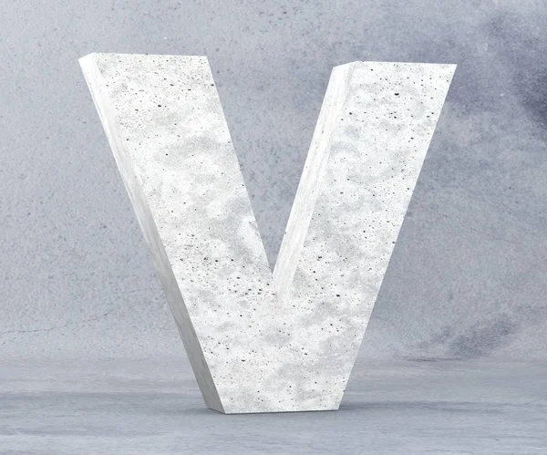 Carta capital de hormigón - V aislado sobre fondo blanco. Ilustración de renderizado 3D —  Fotos de Stock