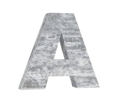 Büyük harf - beyaz arka plan üzerinde izole A beton. 3D render illüstrasyon