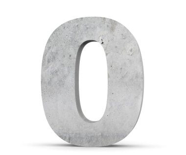 3D render beton numarası 0 sıfır. 3D render illüstrasyon.