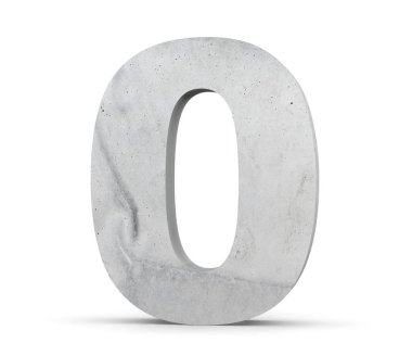 3D render beton numarası 0 sıfır. 3D render illüstrasyon.