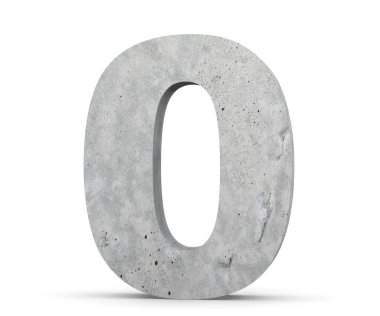 3D render beton numarası 0 sıfır. 3D render illüstrasyon.
