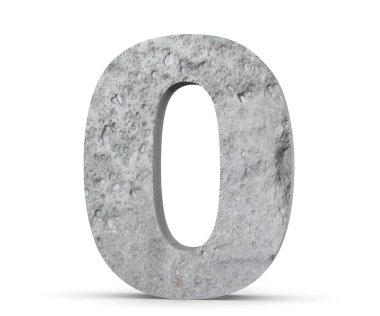 3D render beton numarası 0 sıfır. 3D render illüstrasyon.