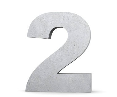 3D render beton sayı 2 iki. 3D render illüstrasyon.