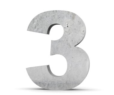3D render beton sayısı 3 üç. 3D render illüstrasyon.