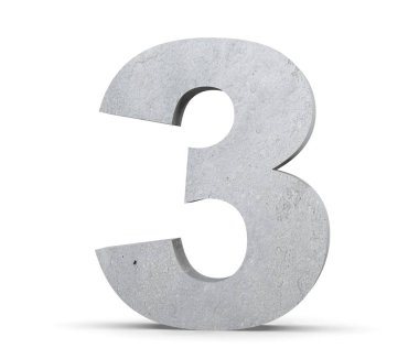 3D render beton sayısı 3 üç. 3D render illüstrasyon.