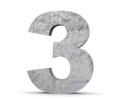 3D render beton sayısı 3 üç. 3D render illüstrasyon.