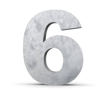 3D render beton numarası 6 altı. 3D render illüstrasyon.