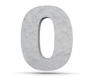 3D render beton numarası 0 sıfır. 3D render illüstrasyon.